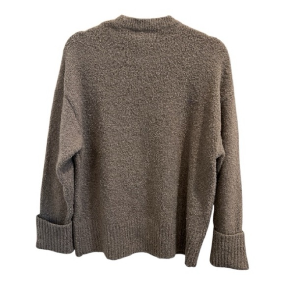 Lillusory Bouclé Textured Crewneck Sweater Women’s M Brown Cozy Minimalist Knit - Picture 3 of 6